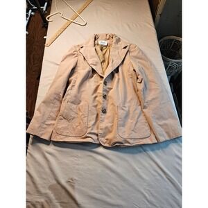 Vintage Susan Thomas‎ Blazer Jacket Womens 100% Cotton Tan Career Casual